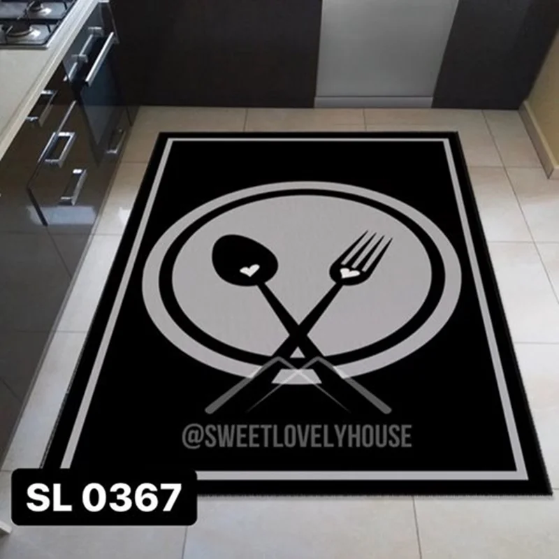 فرشینه آشپزخانه کد SL 0367 طرح اسپرت سیاه و سفید