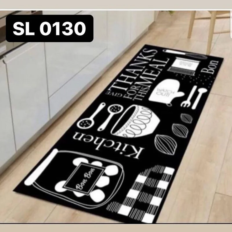 فرشینه آشپزخانه کد SL 0130 طرح اسپرت سیاه و سفید