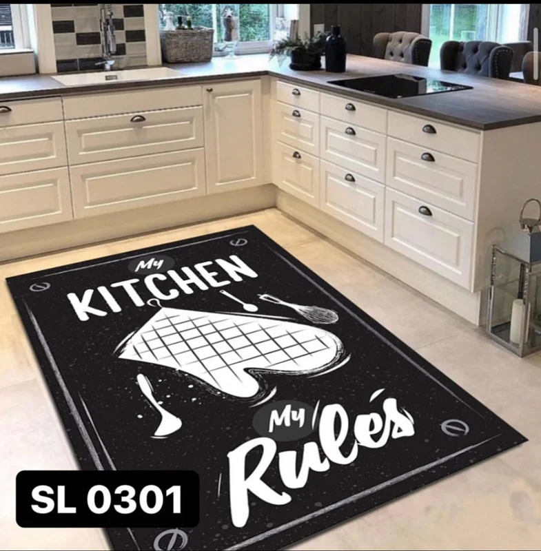 فرشینه آشپزخانه کد SL 0301 طرح اسپرت سیاه و سفید