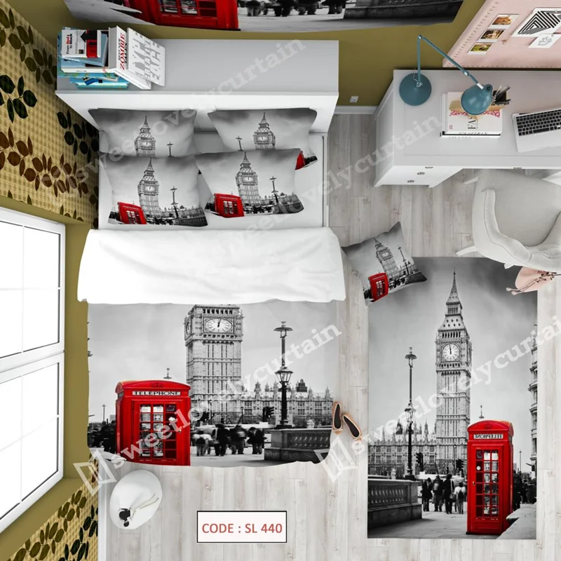 ست اتاق خواب SL 440 طرح نوجوان منظره برج ساعت لندن