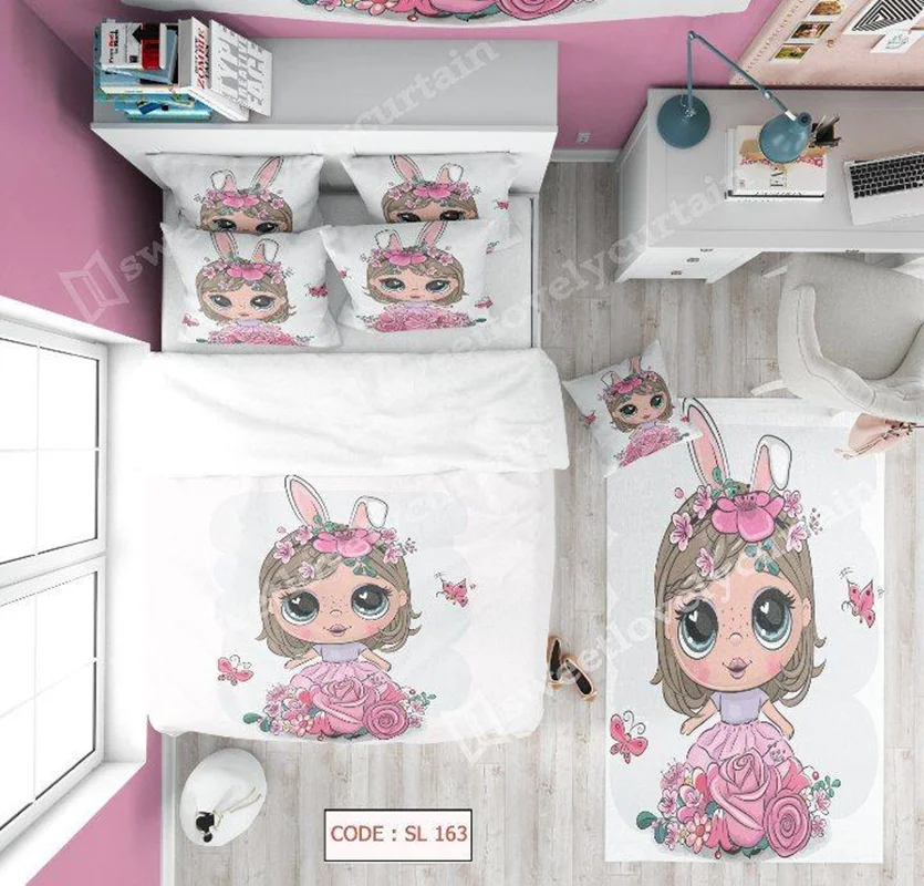 ست اتاق خواب ۱۶۳ SL طرح دخترانه پرنسس خرگوشی