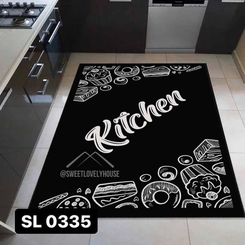 فرشینه آشپزخانه کد SL 0335 طرح اسپرت سیاه و سفید
